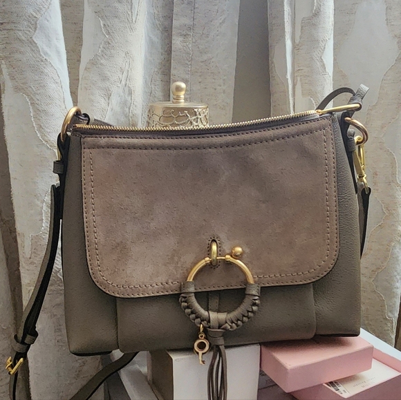 Chic Taupe Leather Crossbody Bag Chloe Bag - Picture 1 of 1